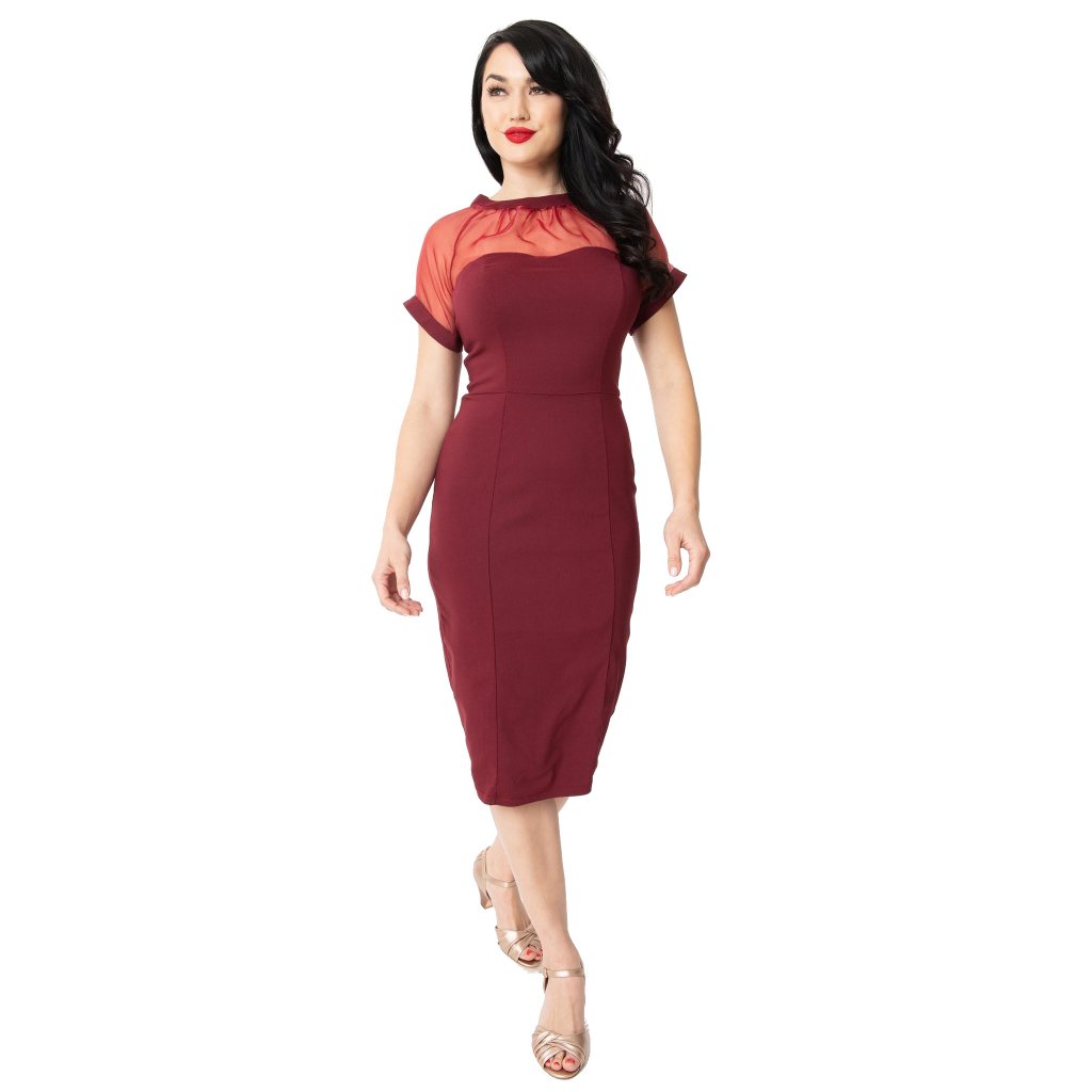 New Red Unique Vintage Pencil Dress Size Medium 6 8 Nwt